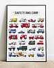 obrazy i plakaty do pokoju dziecięcego Bezpieczeństwo i opieka - plakat z pojazdami! 1