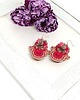 kolczyki soutache Czerwono-beżowe kolczyki sutasz - kolekcja Flora 3