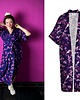 szlafroki damskie KIMONO długie granatowe, kwiatowy wzór SŁOWIKI 100% wiskoza 3