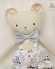 misie i maskotki Miś Antoś przytulanka w spodenkach białych w leśne wzorki, handmade 1