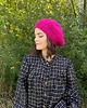 czapki damskie Ręcznie dziergany beret Fuksja 1