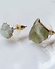 kolczyki pozłacane Fluoryt surowy kolczyki pozłacane asymetryczne 2