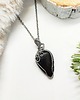 wisiory Naszyjnik Obsydian Złocisty stal chirurgiczna wisiorek handmade wirewrapping 3