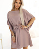 sukienki midi damskie 287-37 SOFIA Sukienka motyl z wiązaniem w pasie - MOCHA MOUSSE 1