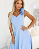 sukienki maxi damskie 643-7 Elegancka wieczorowa suknia maxi z rozcięciem i różami - błękitna 1