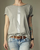 t-shirt damskie Srebrna kreska średnioszary Oversize 1