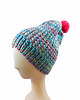 czapki damskie 6914 Wielokolorowa Czapka Zimowa z Neonowym Pomponem 2