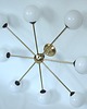 lampy wiszące Żyrandol Stilnovo style lata 60. Mosiądz, metal i szkło 8x E14 Vintage 7