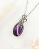 wisiory Naszyjnik Agat Fioletowy stal chirurgiczna wisiorek handmade wirewrapping 3
