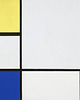 poduszki z grafiką Poduszka - Piet Mondrian - żółty, niebieski i czarny 3