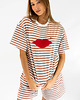 t-shirt damskie Bluzka Joy Usta Paski Koniak 3