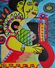 obrazy Kolorowy obraz  kubiczna dama picasso style 1