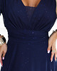 sukienki maxi damskie 654-7 Długa połyskująca sukienka plus size z dekoltem - granatowa 8
