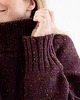 swetry damskie  TAJRA - Oversizowy Sweter z Golfem Bordowy Melanżowy 100% Wełny Merino 2
