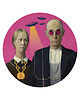 obrazy AMERICAN GOTHIC ALIEN Obraz okrągły 69cm - dekor dębu 4