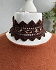 chokery Czekoladowy brązowy koronkowy choker szydełkowy z pazurem 1