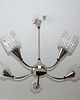 lampy wiszące Mosiężny żyrandol , lata 70 5