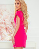 sukienki mini damskie 370-1 Sukienka z krótkim rękawekiem i szerokim  paskiem - RÓŻOWA 3
