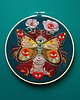 Ozdoby na ścianę Madame Butterfly green, haft w tamborku 20 cm 4
