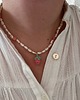 wisiory Handmade naszyjnik z naturalnych pereł z malinką i kwiatkami 4