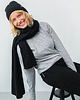 szale damskie Szal Wełniany MANUL Czarny- duży lekki pluszowy szalik 100% Merino RWS 1