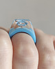 pierścionek z żywicy Niebieski pierścionek z cyrkonią 2