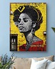 plakaty Plakat portret kobiety street art do salonu żółto-biały 3