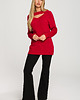 swetry damskie  Sweter z rozcięciem w dekolcie-malinowy(M-711) 1