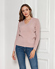 swetry damskie  Sweter w prążek - SWE146 różowy 1