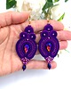 kolczyki soutache Kolczyki sutasz fioletowe Verra wiszące z kryształkami 1