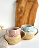 kubki 2 x Kubek ceramiczny  - Różowe i niebieskie migdały z sercem 3
