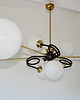 lampy wiszące Żyrandol Mid Century z lat 60.  mosiądz, szkło i metal, 8xE14 5
