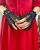 rękawiczki damskie Mankiety koronkowe czarne z koraliczkami gothic lace cuffs 3