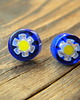 kolczyki wire wrapping żółte środki  - sztyfty 2