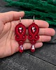 kolczyki soutache Kolczyki sutasz czerwone klasyczne z kryształkiem Ana 1