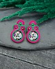 kolczyki soutache Kolczyki sutasz zielono różowe sztyfty małe codzienne z kwiatami Madda 2