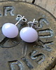 kolczyki wire wrapping jasny róż  kropki - sztyfty 2