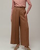 spodnie materiałowe damskie Lniane spodnie dzwony, COCOA BROWN 3