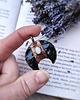 wisiory Wisior miedziany lunula obsydian moonstone I 1