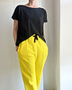 spodnie dresowe damskie Spodnie dresowe w kant żółte 4