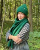szale damskie PUCHACZ - szalik wełna merino, bawełna czesana zielony butelkowy 1