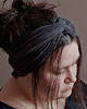 opaski do włosów Opaska lniana, turban, mini-szalik, wstęga do włosów - antracytowa 170 cm 3