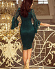 sukienki midi damskie 234-2 Koronkowa sukienka - rękaw klosz - zielona 1