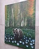 obrazy Spotkanie Obraz Olejny 60x80 Niedźwiedź Las Kwiaty Mgła Moc Dmuchawce 5