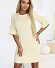 sukienki mini damskie 217-12 NEVA Trapezowa sukienka z rozkloszowanymi rękawkami - żółta 7