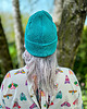 czapki damskie Czapka beanie z bawełny logo kolorowe Turkus 2