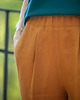 spodnie materiałowe damskie Spodnie Lniane cynamon 5