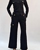spodnie materiałowe damskie Szerokie czarne  spodnie palazzo z kieszeniami  r 36-56 5