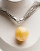 wisiory Naszyjnik bursztynowy len duża KULA żółta 1