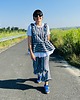 spodnie materiałowe damskie Balloon pants w paski n/b 8